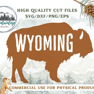 Wyoming Shirt PNG Bison Art mural Sticker Wyoming SVG Yellowstone Decor Bison du Far West cadeau Wyoming pendaison de crémaillère Wyoming imprimable POD designs