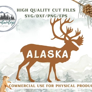 Alaska Art Print Tshirt Design PNG Alaska Shirt Designs svg Alaskan Cruise Gift Ideas Caribou SVG Files Alaska POD T-Shirt Designs Bundle