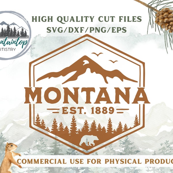 Montana Shirt PNG Mountain Wall Art Montana Decal Black Bear Decor Montana POD Designs Black Bear Gift Montana Housewarming Gift Mountain