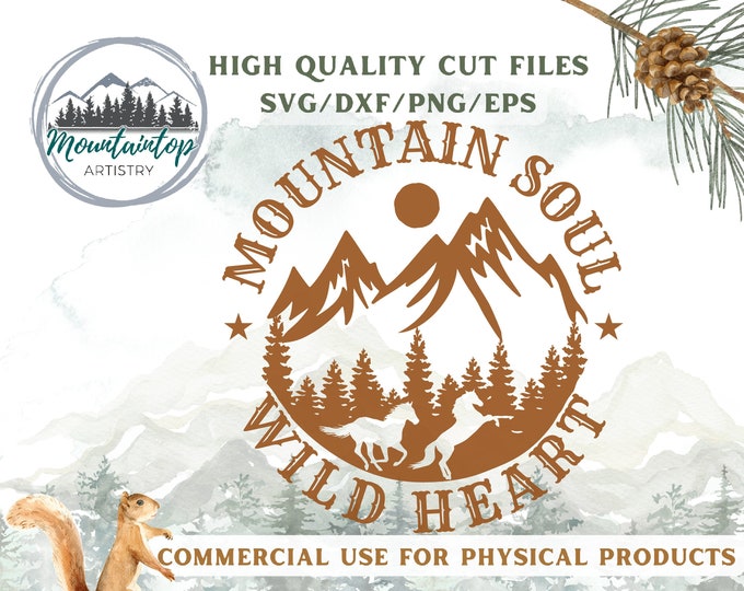 Horse Themed Gifts, Mountain Soul, Wild Horses SVG, Mountain SVG, Wild Horse Wall Art, Mountain Wall Art, Mountain Bachelorette, Horse SVG,