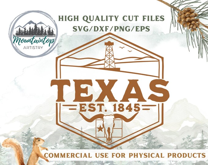 Texas Gift For Him Texas Shirt PNG Longhorn Cattle Gift Texas Wall Art Oilfield Gifts Texas Flag SVG Longhorn Hat Badge Texas Sublimation