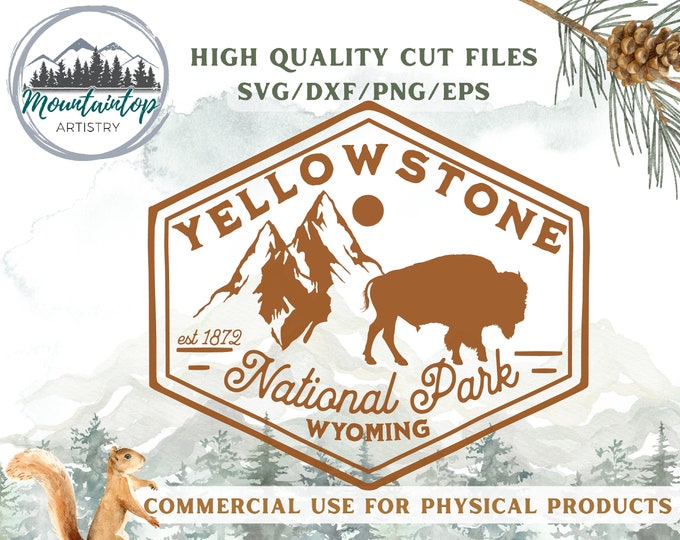 Yellowstone National Park Shirt PNG Wyoming Gift Yellowstone SVG Bison Wyoming Wall Art Yellowstone Gift Bison Decor Yellowstone POD Designs