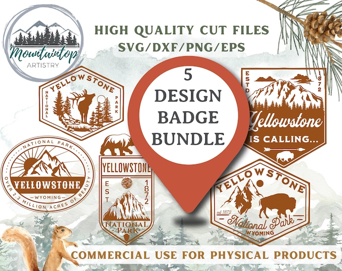 Yellowstone National Park Bundle For Shirts PNG Yellowstone Gift Wyoming Wall Art National Park Badge SVG Yellowstone POD Designs Wyoming