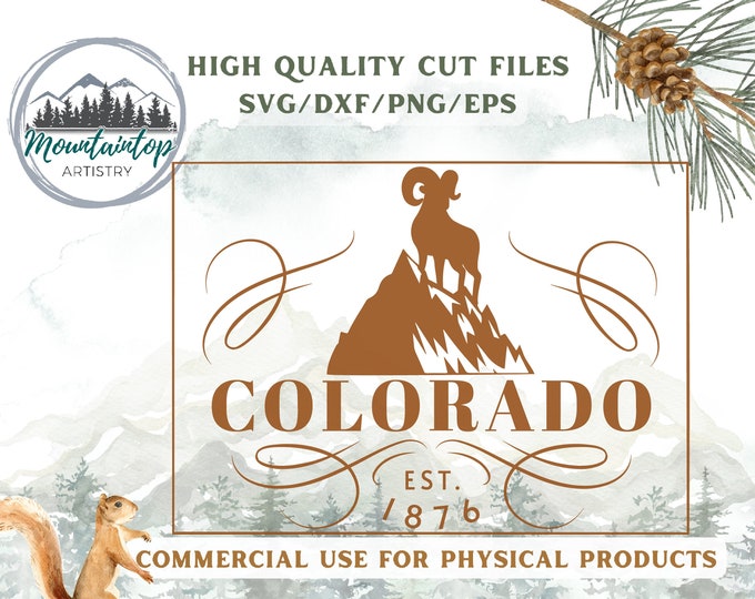 Colorado State Gift Bighorn Sheep Wall Art Mountain SVG Colorado Decal Adventure Decor Outdoorsy PNG Colorado Housewarming Gift Rocky Mtns
