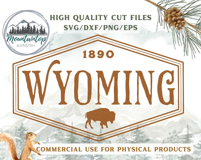 Wyoming Badge SVG Bison Shirt Wyoming Wall Art Bison Decor Wyoming Sublimation Design Buffalo PNG Bison Gift Wyoming POD Designs Buffalo Art