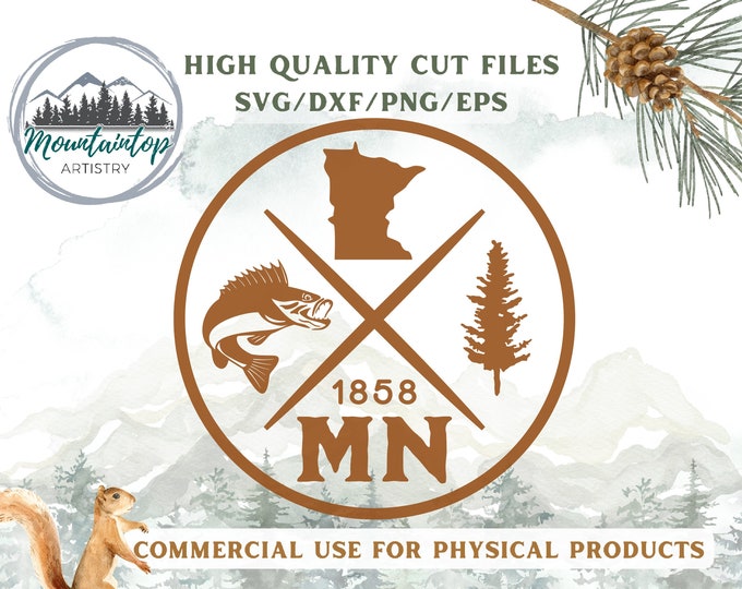 Minnesota Wall Art Walleye Fishing Gift Minnesota Outdoor Decor Woodland SVG Fish Fathers Day DIY Lake House Printable Minnesota Camping PNG