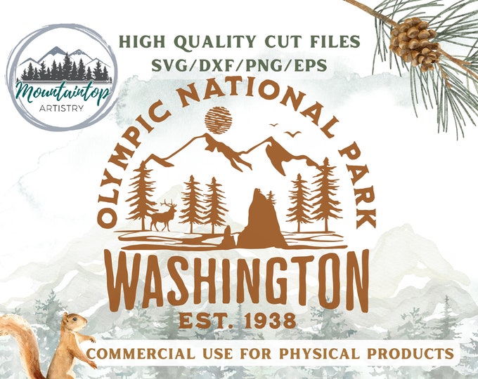 Olympic National Park Wall Art Olympic National Park PNG Gift For Hikers Decal Washington State Gift National Park Decor Olympic POD Designs