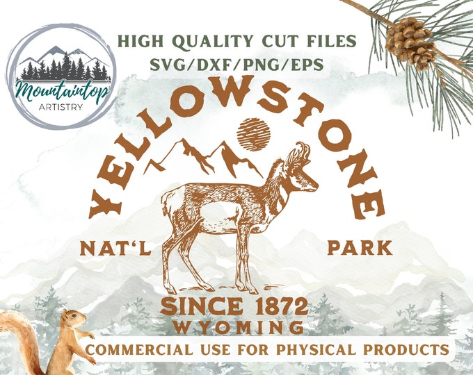 Yellowstone National Park SVG, Antelope Wall Art, Yellowstone National Park Gifts