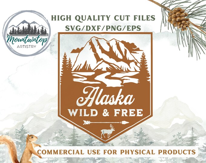 Alaska Wall Art Outdoorsy SVG Mountain Decor Alaska Gift Woodland Theme Alaska Patch Adventure Decal Denali Alaska Hiking Gift Camping Decor