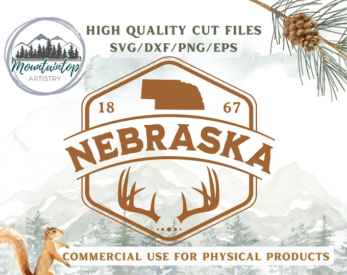 Nebraska Gifts, Nebraska Wall Art, Nebraska Badge SVG