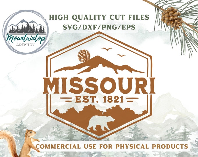 Missouri Shirt PNG Black Bear Decor Mountain Wall Art Missouri Gift For Hikers Mountain Decal Missouri Sublimation Designs POD Missouri SVG