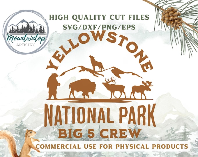 Yellowstone National Park Shirt PNG Yellowstone Wall Art Yellowstone National Park Gift Wyoming Decal Grizzly Bear Decor Yellowstone SVG Elk