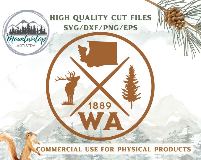 Washington Gift For Hunters Elk Wall Art Washington State Shirt PNG Elk Decor PNW Gifts Mountain Decal Washington POD Designs Elk Shirt Dad