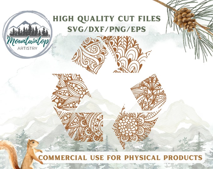 Zentangle Recycle Symbol SVG, Recycling Sign, Three Arrow Circle