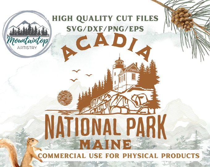 Acadia National Park Gift Maine Wall Art Acadia National Park Decal Maine Shirt PNG Acadia National Park Gifts Lighthouse Decor Ocean PNG