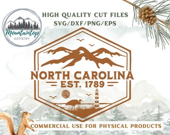 North Carolina Wall Art Lighthouse North Carolina Gift Beach House Decor North Carolina SVG Appalachian Mountains Decal Adventure SVG Camper