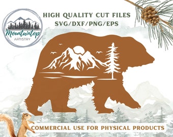 Grizzly Bear SVG, Log Cabin Decor, Bear Gifts, Bear Theme