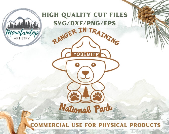 Yosemite National Park Printable PNG California Gift Bear Nursery Decor Yosemite National Park Gift Teddy Bear Wall Art Yosemite POD Designs