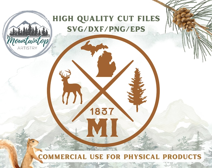 Michigan Wall Art Whitetail Decor Michigan Gift For Hikers Wildlife Art Michigan SVG Whitetail Deer Wall Art Outdoorsy SVG PNG Michigan Gift