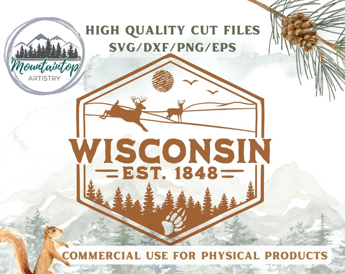 Wisconsin Shirt PNG Whitetail Deer Decor Wisconsin Gift DIY Deer Wall Art Wisconsin Log Cabin Decor Hunting Gift Wisconsin POD Designs Deer