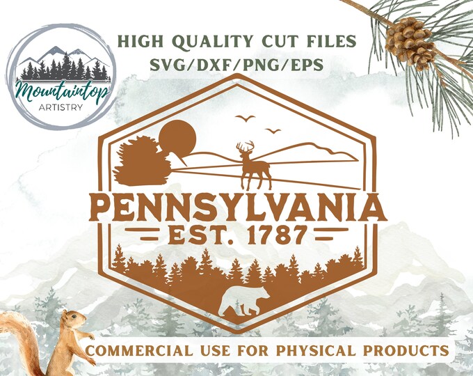 Pennsylvania Gift For Hikers Black Bear Shirt PNG Pennsylvania Wall Art Whitetail Deer Decor Pennsylvania Shirt PNG Sublimation Pennsylvania