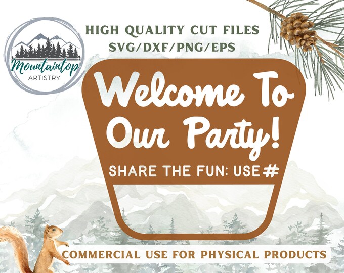 Camping Party Hashtag Sign Woodland Wedding Decor Forest Hashtag Sign Camping Birthday National Park Decor Nature Theme Party Woodland Party