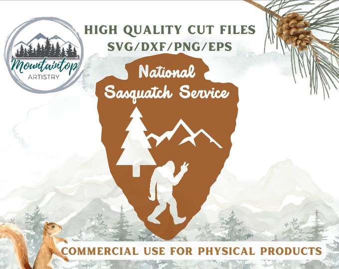 National Park Service Logo, Funny Dad Joke Gift, Sasquatch Wall Art, Bigfoot Gifts, Sasquatch SVG, Sasquatch Cut File, Fathers Day Gifts DIY
