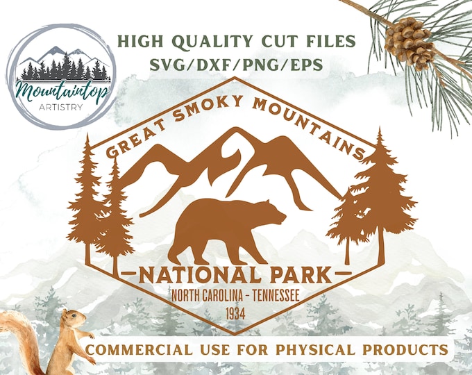 Great Smoky Mountains National Park SVG Great Smoky Mountain Gift North Carolina Decor Great Smoky Mountains Shirt PNG Tennessee Wall Art