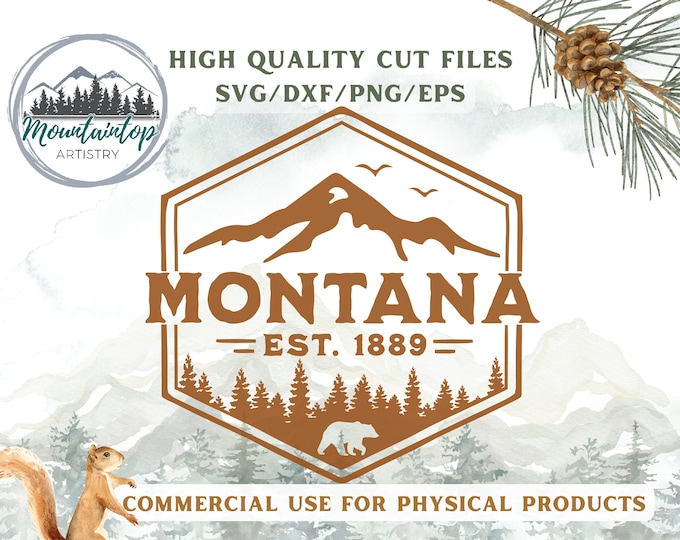 Montana Shirt PNG Mountain Wall Art Montana Decal Black Bear Decor Montana POD Designs Black Bear Gift Montana Housewarming Gift Mountain