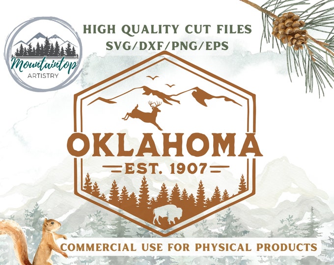 Oklahoma Gift For Hunters Whitetail PNG Oklahoma Sublimation Designs Bison Wall Art Mountain Decor Oklahoma Sublimation PNG Bison POD Design