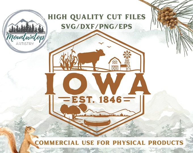 Iowa Wall Art Farming Decor Cattle Gift for Ranchers Iowa Shirt PNG Adventure Decal Fishing Gift Iowa SVG Farm Life Wall Art Farmers Gift