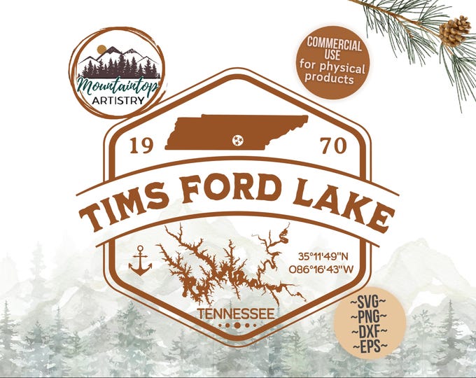 Tims Ford Lake Gift Tennessee Shirt PNG Tims Ford Lake Wall Art Lake House Print Tennessee SVG Tims Ford Lake Life SVG Lake House Decor Gift