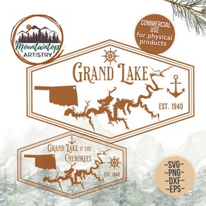 Grand Lake Oklahoma Shirt PNG Oklahoma See Einweihungsparty Geschenke See Hut Abzeichen Designs Oklahoma Sublimation POD Designs Grand Lake Karte SVG