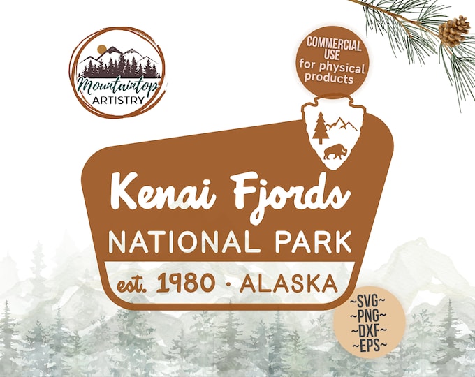 Kenai Fjords National Park Gift For Campers Alaska Vacation Gift National Park Sublimation PNG Alaska POD Designs Kenai Fjords Wall Art