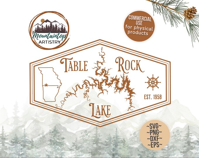 Table Rock Lake Shirt PNG Missouri Gifts Table Rock Lake Wall Art Printable Lake House Decor Fishing Gift Table Rock Lake SVG Missouri POD