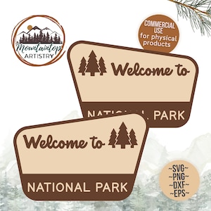 Segno del parco nazionale Personalizzabile Decorazione della scuola materna del bosco Segno della festa di compleanno del campeggio Tema della natura modificabile Baby Shower Tema del parco nazionale SVG