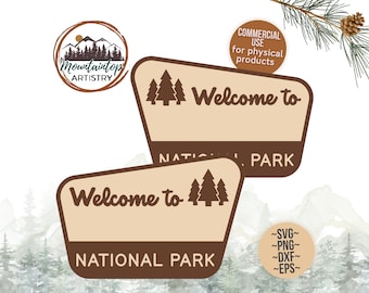 National Park Sign Customizable Woodland Nursery Decor Camping Birthday Party Sign Editable Nature Theme Baby Shower National Park Theme SVG