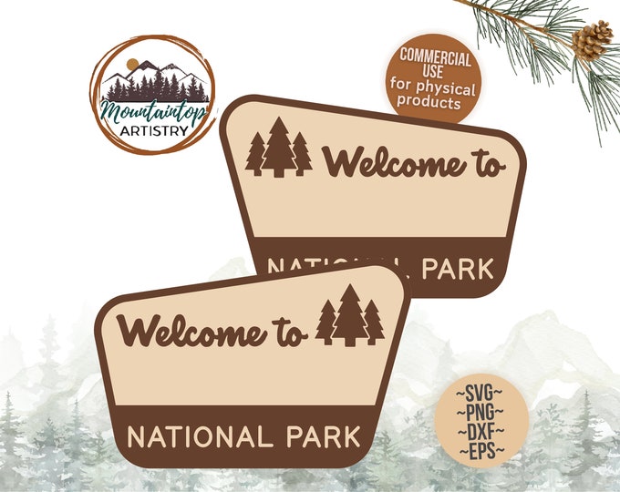 National Park Sign Customizable Woodland Nursery Decor Camping Birthday Party Sign Editable Nature Theme Baby Shower National Park Theme SVG