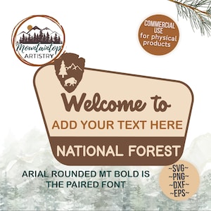 Signo del bosque nacional decoración de vivero personalizable tema del bosque nacional fiesta de cumpleaños bosque pared arte camping signo bienvenido un campista feliz