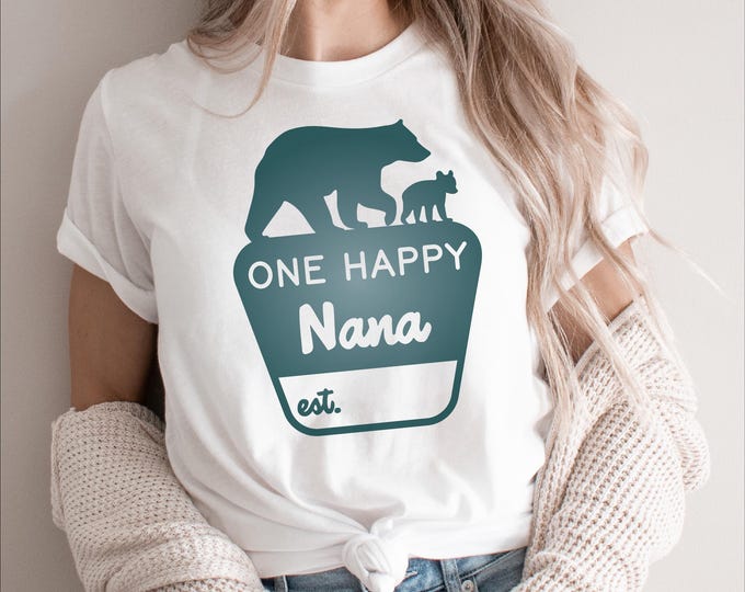 One Happy Nana National Park Sign Bear Baby Shower Woodland Nursery Decor One Happy Camper Shirt PNG Gifts For First Time Grandma Gift Nana