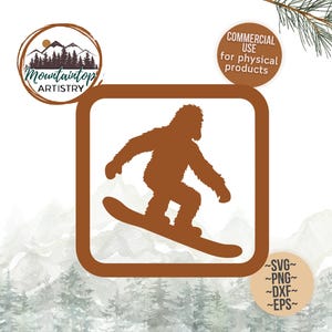 Yeti PNG snowboard signe cadeau Bigfoot signe sasquatch décoration de cabine chemise Bigfoot SVG sticker chalet de ski cadeau Sasquatch pour papa Yeti SVG Bigfoot