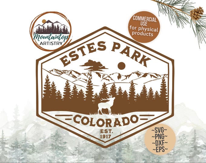 Estes Park Colorado SVG Rocky Mountain Gift Estes Park Shirt PNG Colorado Wall Art Elk Art Decor For Cabin Estes Park POD Colorado Mountains