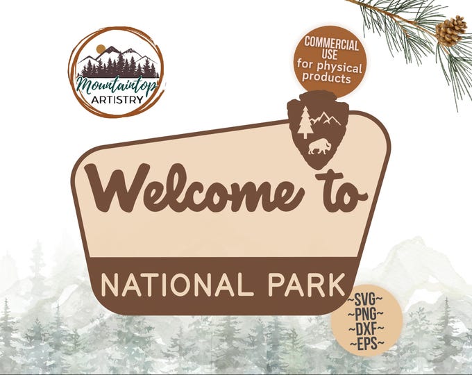 Customizable National Park Sign Editable Woodland Wall Art Nature Themed Baby Shower Camping Birthday Party Forest Classroom Decor Boho SVG
