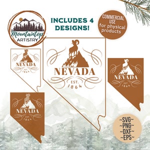 État du Nevada Animal SVG Nevada chemise PNG désert art mural mouflon d'Amérique DXF gravure laser fichier de coupe Nevada cadeau pour randonneurs montagne