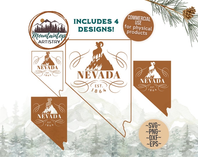 Nevada State Animal SVG Nevada Shirt PNG Desert Wall Art Bighorn Sheep DXF Laser Engraving Cut File Nevada Gift For Hikers Mountain Decor