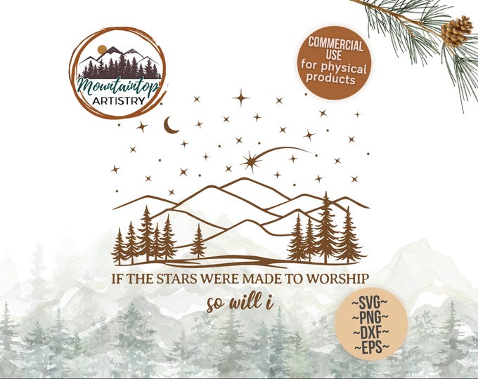 If The Stars Were Made To Worship SVG Christian Wall Art PNG Christian Decor If The Stars Shirt POD Biblical Shirt Design Bible Gifts Jewish