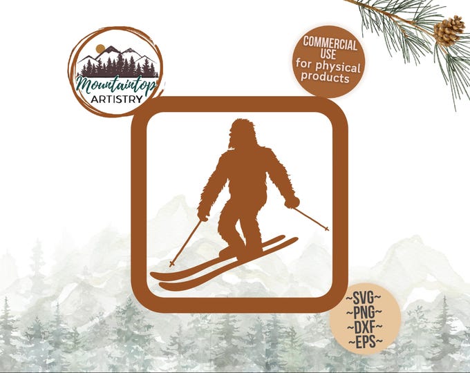 Bigoot SVG Skiing Sign Yeti Gift Sasquatch Sign Cabin Decor Bigfoot Shirt SVG Ski Lodge Decal Sasquatch Gift For Dad Yeti PNG Bigfoot Gift