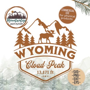 Cloud Peak Wyoming cadeau pour les randonneurs Art mural décoration montagne Sticker nuage Peak Wyoming randonnée cadeau Big Horn montagnes randonneur chemise Wyoming SVG