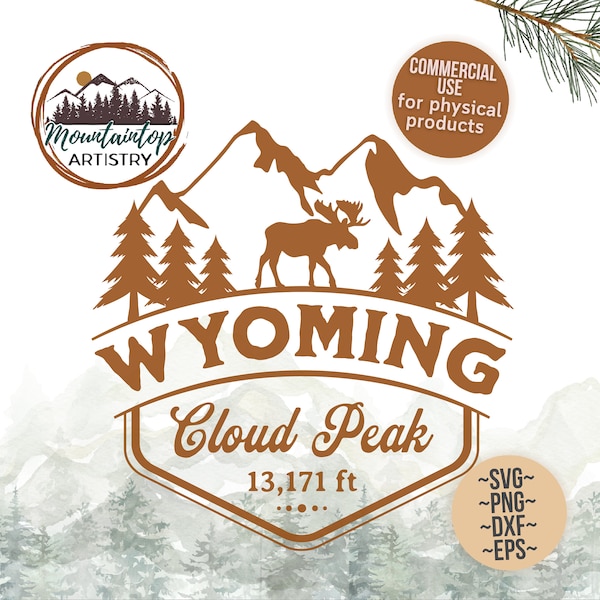 Cloud Peak Wyoming Gift For Hikers Wall Art Mountain Decor Cloud Peak Decal Wyoming Hiking Gift Big Horn Mountains Hiker Shirt Wyoming SVG