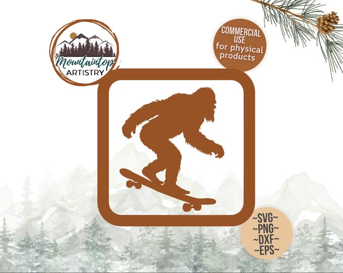 Sasquatch SVG Skateboarding Sign Bigfoot Gift Sasquatch Sign Skateboard Decor Bigfoot Shirt SVG Boat Decal Sasquatch Gift For Dad Yeti PNG